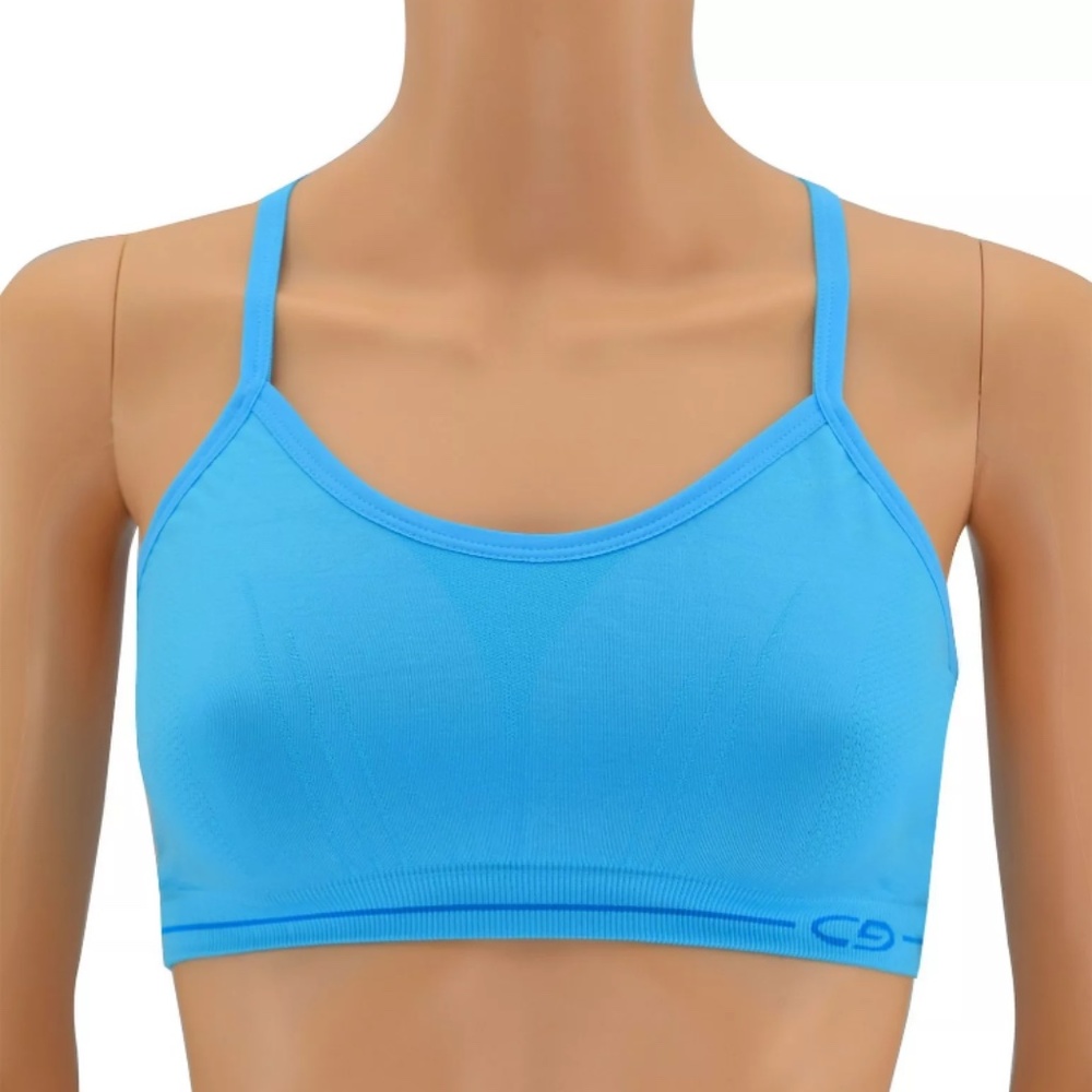 CHAMPION SPORTS BRA BRIGHT BLUE STRETCH WORKOUT SPORTS BRA TOP LOW IMPACT L
